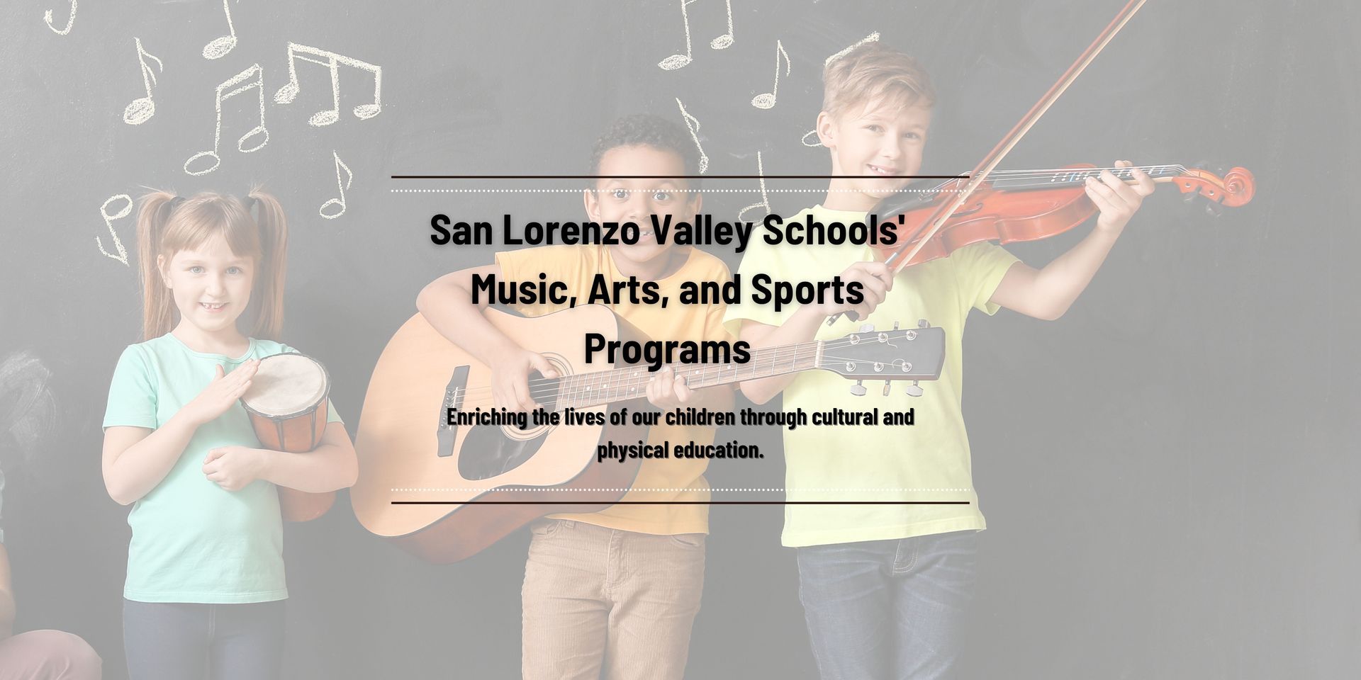 A group of children are standing next to each other holding musical instruments.